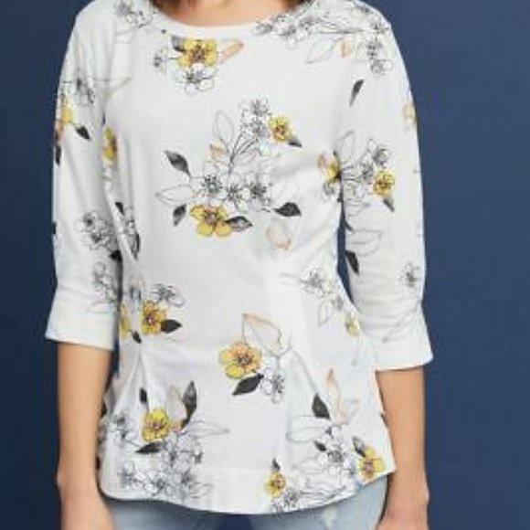 t.la Anthropologie Pleated T-Shirt Top Peplum XS - Picture 2 of 3